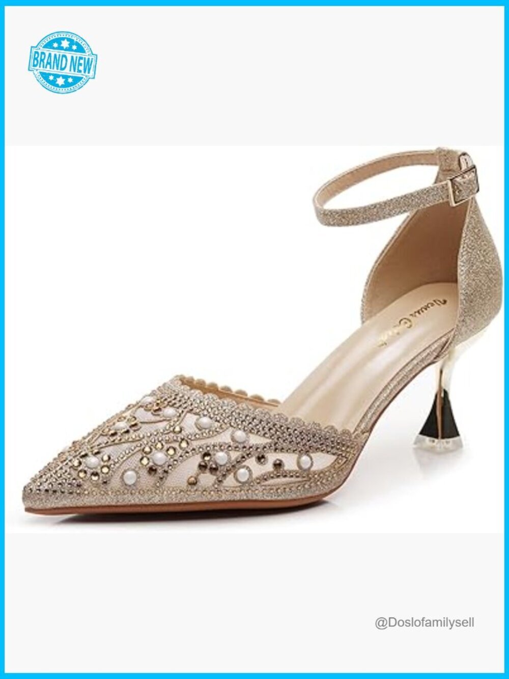 Stunning Slingback Pump Kitten Heel Studded Party Wedding Pointed Toe Adjustable